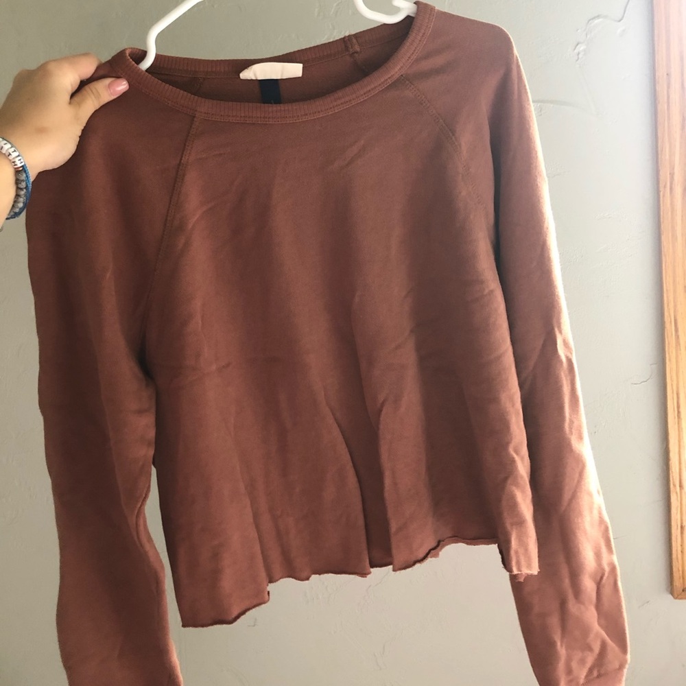 Brown Cropped Crew Neck